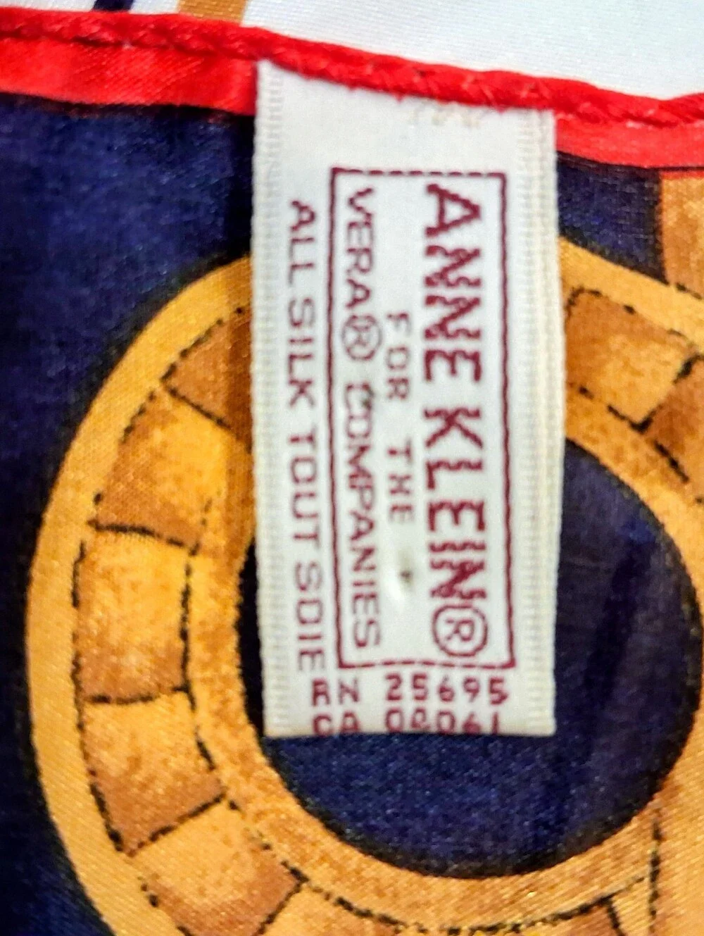 Beautiful vintage Anne Klein equestrian/nautical oblong Silk scarf
